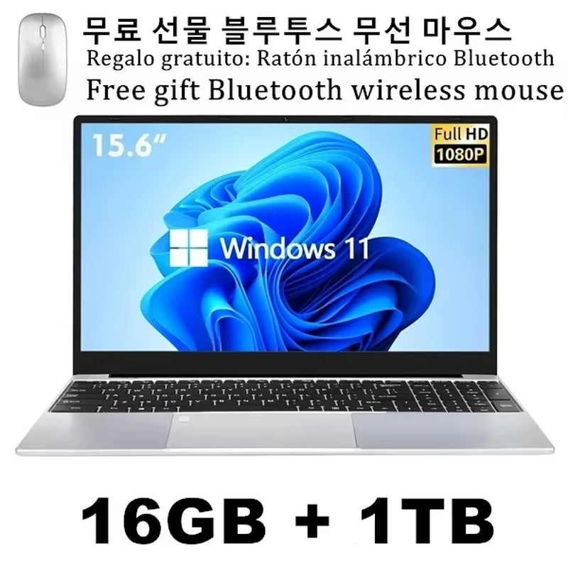 QMDZ 15.6" Laptop Computer  Celeron N5095 Notebook PC 16GB 32GB Ram 128GB-2TB SSD Office Study PC Windows 11 1080P Laptops