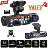 1080P WIFI Dash Cam for Cars 3Ch Front Rear and inside Car Camera with IR Night Vision Loop Recording Wide Angle Car DVR