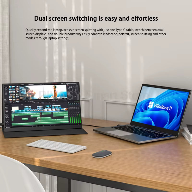 17.3 Inch 4K Touch Portable Monitor PS5 Expansion Screen IPS HD PC Secondary Display 100%DCI-P3 Color Gamut 500Nit Brightness
