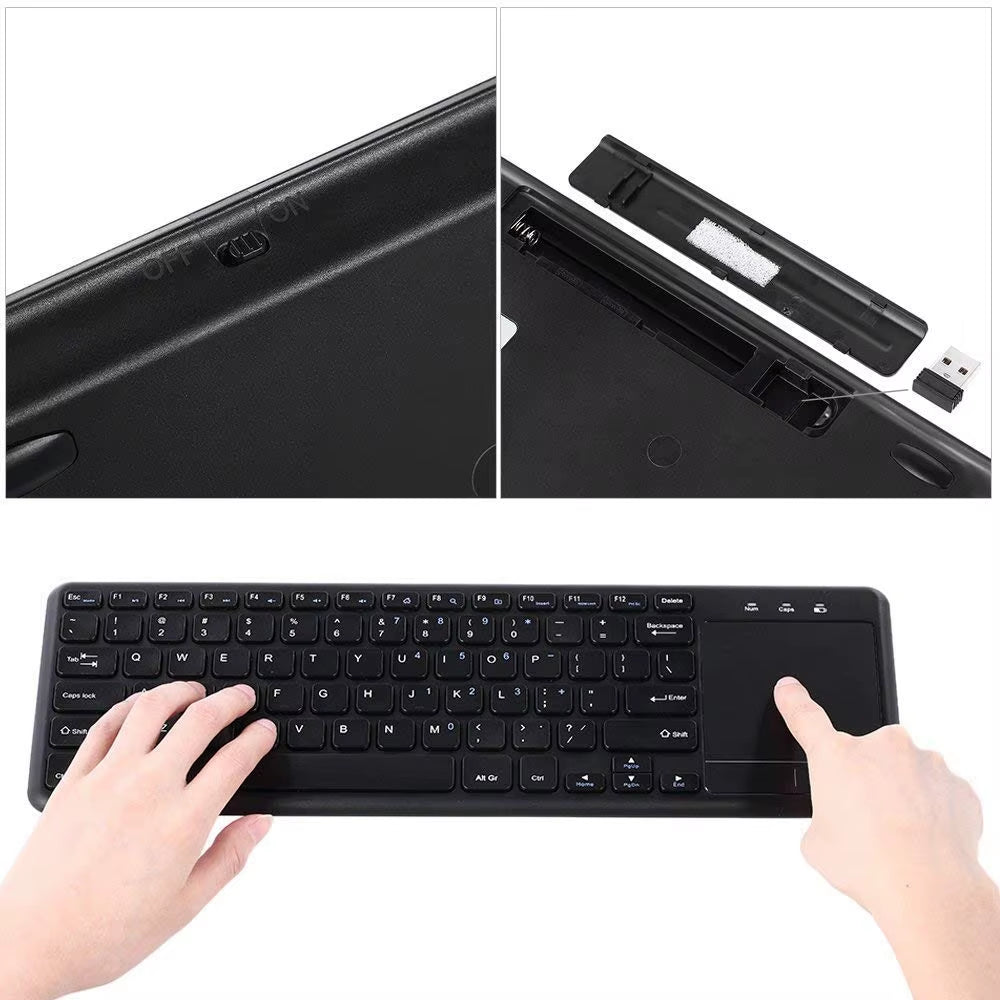 2.4Ghz Ultra Thin Wireless Touch Keyboard with Multi-Touch Touchpad for Windows 10/7 Android TV BOX Notebook Laptop Smart TV