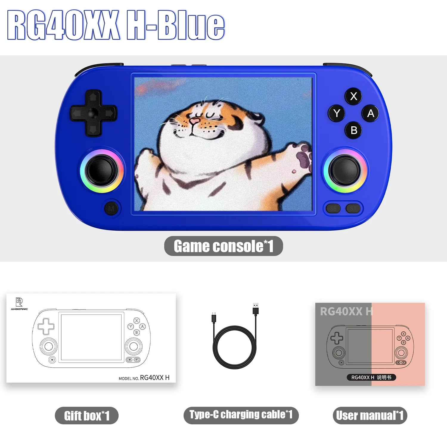 RG40XX H Retro Handheld Game Console 4.0 Inch IPS Screen Linux System Built-In 64G TF Card 5488 Games Support HD-TV Out