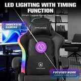 Ergonomic Gaming Chair with RGB LED Lights, High Back, Footrest & Reclining for Office Use