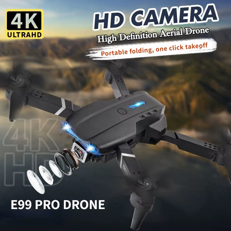 New E99Pro RC Drone 4K Professinal with 1080P Wide Angle HD Camera Foldable Helicopter WIFI FPV Height Hold Gift Toy