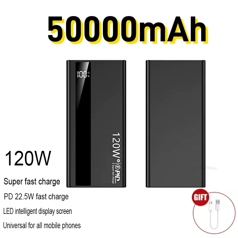 500000Mah Power Bank 120W Fast Charging Large Capacity Power Bank PD 20W Suitable for All Mobile Phones Long Endurance
