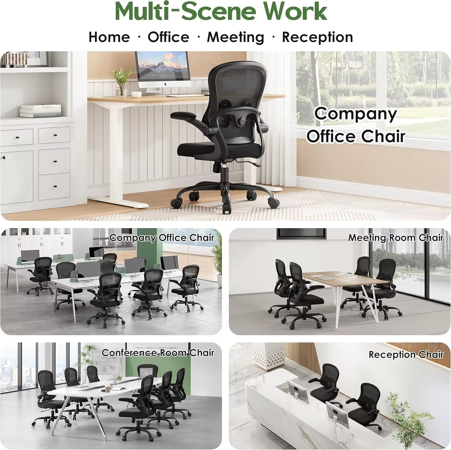 Office Chair Ergonomic Desk Chair - Mesh Comfy Home Desk Office Chairs with Wheels Adjustable Lumbar