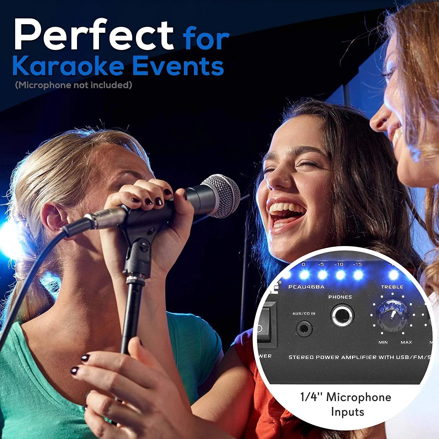 PCAU46BA Bluetooth Home Audio Amplifier System W/ Blue LED Display