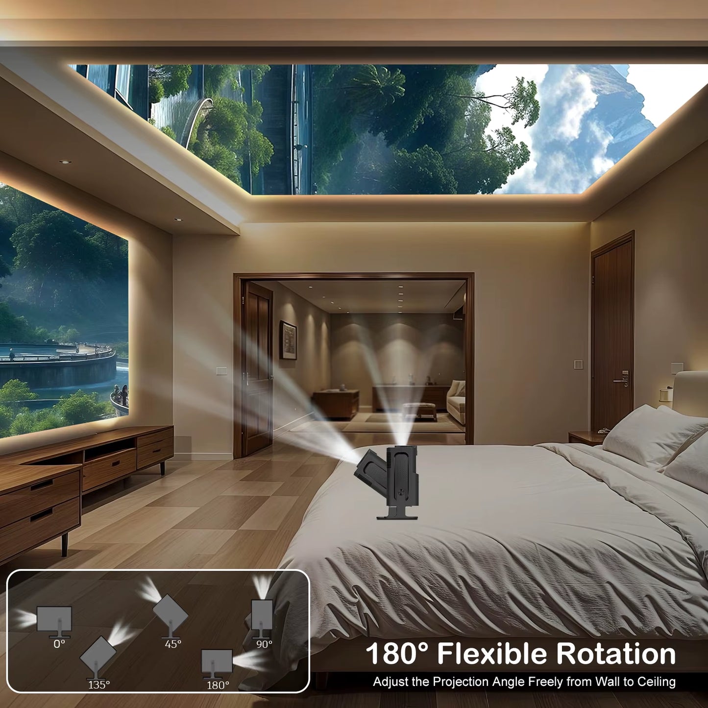 HY320 Mini Android 11 4K Projector 720P 300ANSI Wifi6 BT5.0 Ultra Short Focus 180° Rotable Projector for Home Cinema