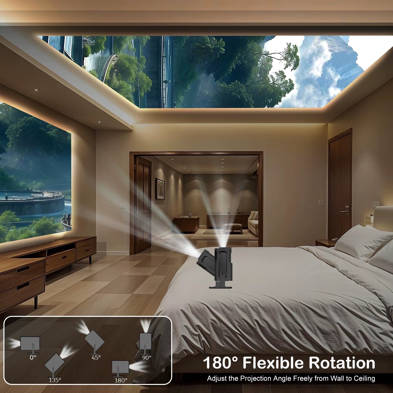 HY320 Mini Android 11 4K Projector 720P 300ANSI Wifi6 BT5.0 Ultra Short Focus 180° Rotable Projector for Home Cinema