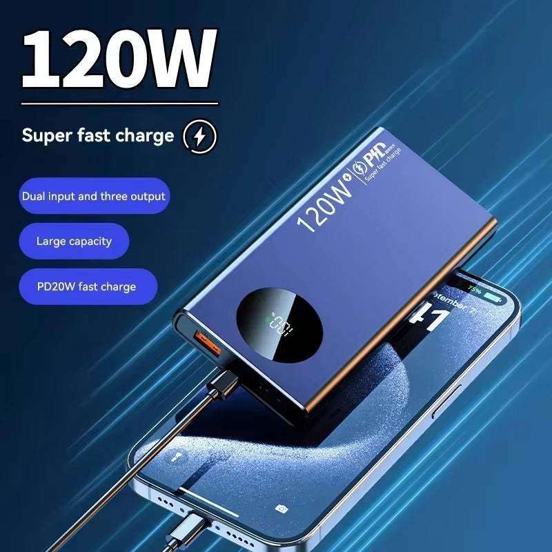 500000Mah 120W High Capacity Power Bank Super Fast Charge Powerbank Digital Display Portable Battery Charger for Iphone Samsung