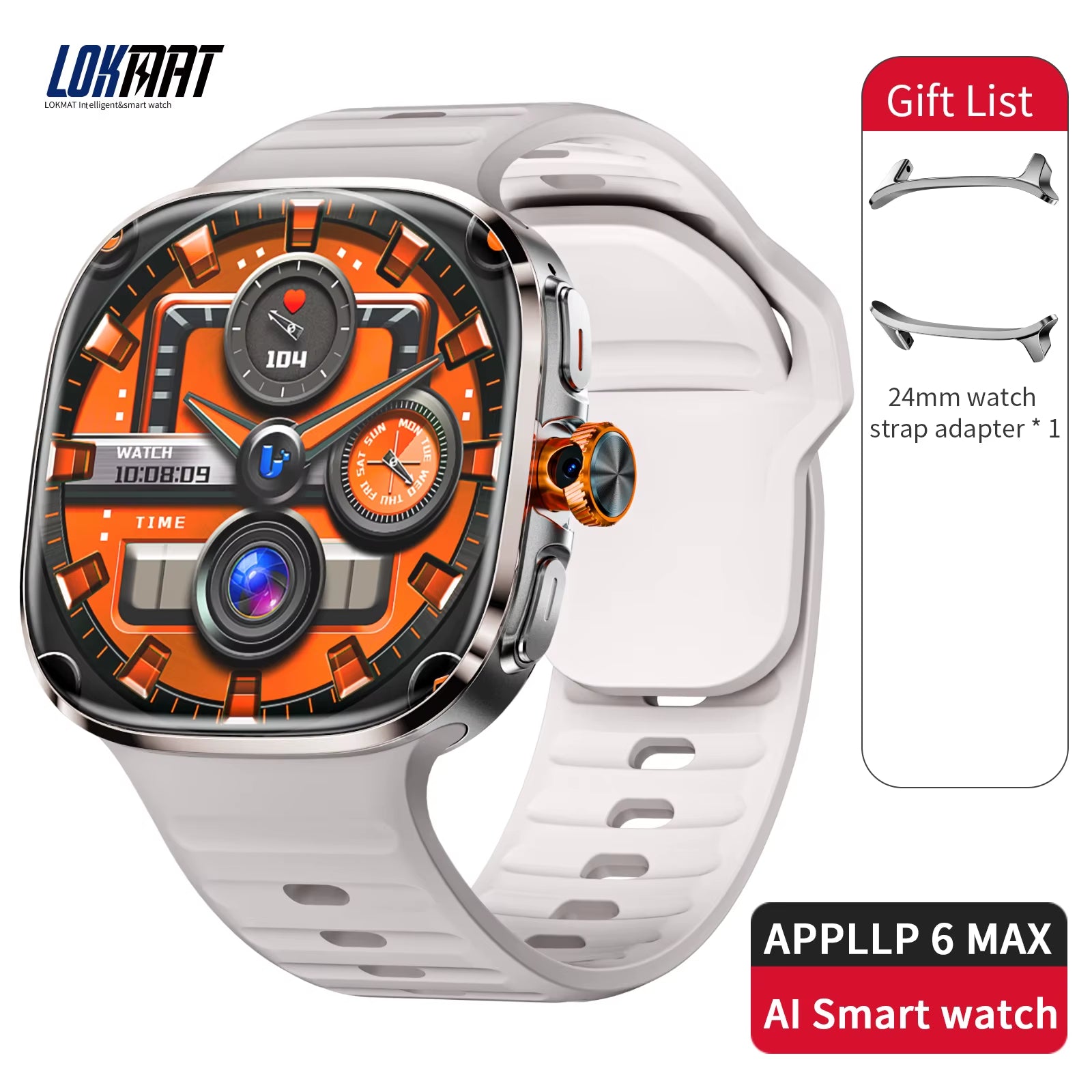 New APPLLP 6 MAX Android Smart Watch Phone Amoled Touch Screen Rotating Camera AI Translation Function Chatgpt