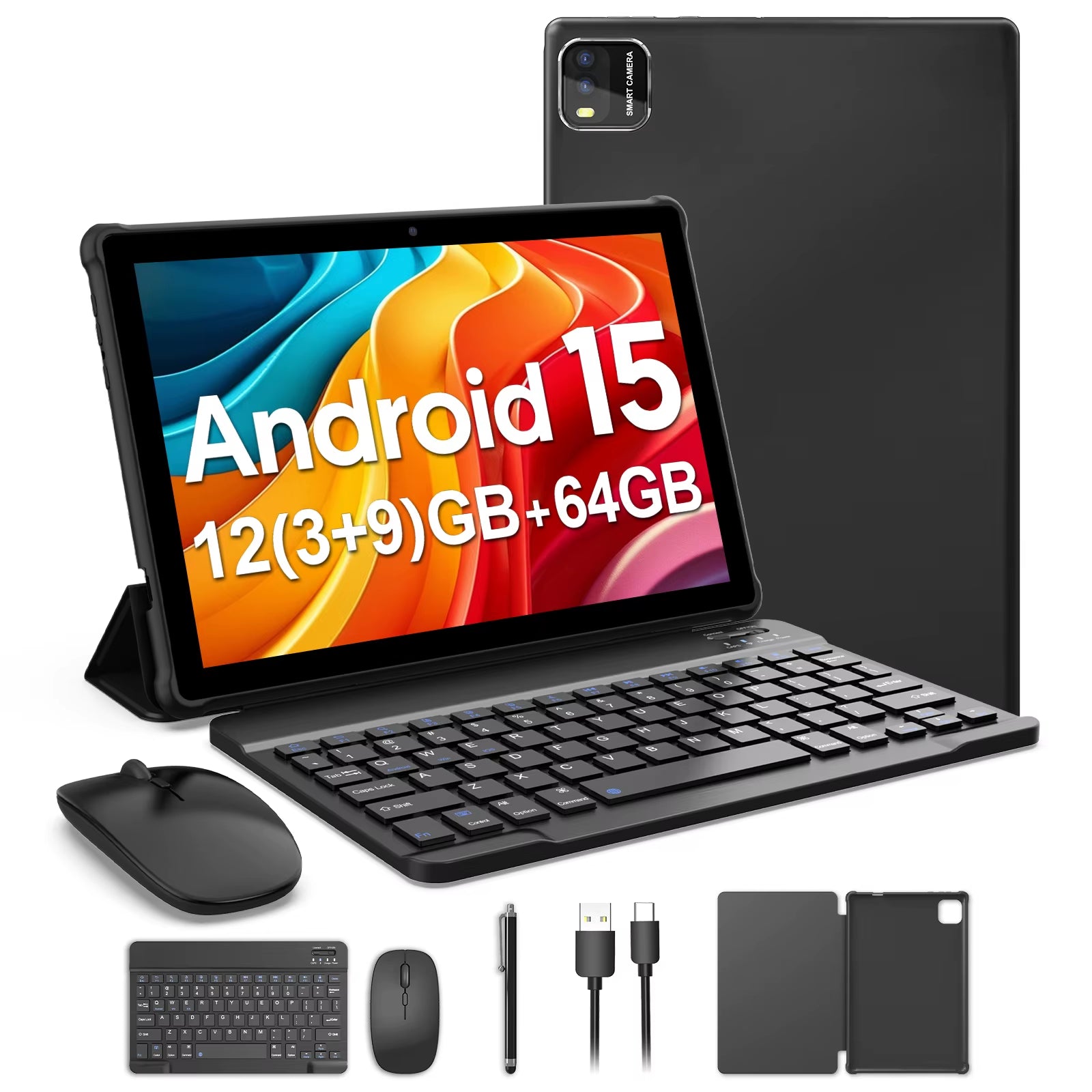 Android 14 Tablet, 10.1 Inches, Quad-Core Processor, 6GB RAM + 64GB ROM, 600GB Expansion Memory, 6000Mah