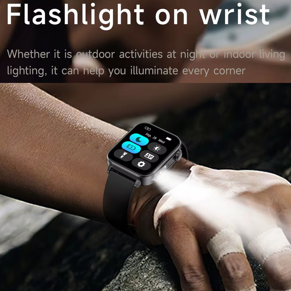 New Type-C Charging Bluetooth Call Smart Watch 1.83‘’ HD Full Screen Touch Flashlight 100+ Sports Mode Waterproof Smartwatch