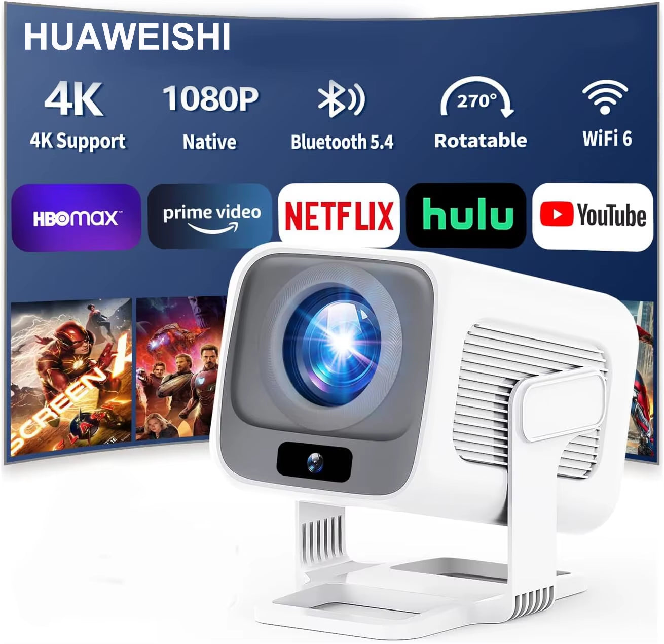 4K Projector Android Native Portable 1080P Auto Focus 600ANSI Video Home Cinema Outdoor Hd Led Projetor