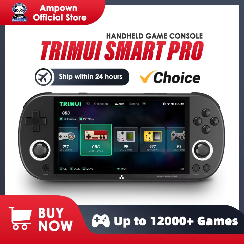 Smart Pro Handheld Game Console 4.96''IPS Screen Linux System Joystick RGB Lighting Smartpro Retro Video Game Player Gift