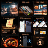 Global Vision 17 Pro Max Smartphone Android 3GB RAM 16GB ROM 6.7 Inch Dual SIM 4G Network 5+13MP Mobile Phones