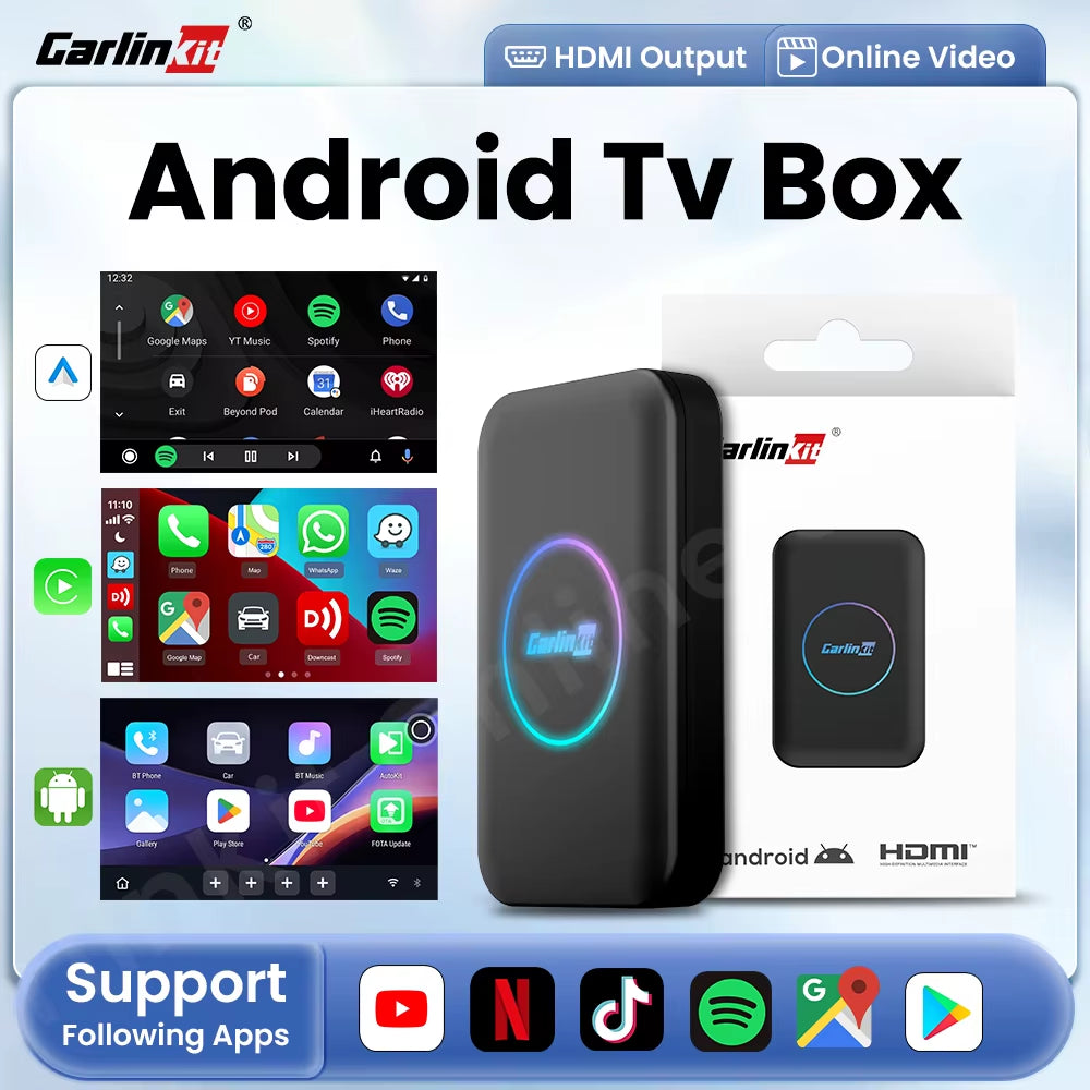 2025  Android Tv Box Lite Carplay Android Auto Wireless Adatper for Car Media Player Netfilx Youtube IPTV Spotify HDMI