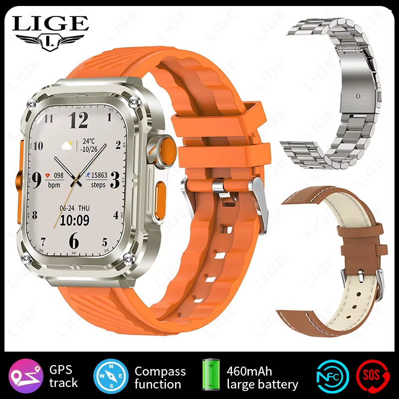 2025 New 2.1" Ultra HD NFC Voice Call Smart Watch Men Compass GPS Track 460Mah Battery Waterproof Watches for HUAWEI Xiaomi