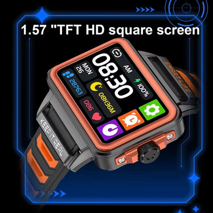 Hip Hop Fashion Personality Smart Watch 1.57-Inch HD Screen 24H Continuous Heart Rate Sleep Monitor Game Waterproof Smartwatch