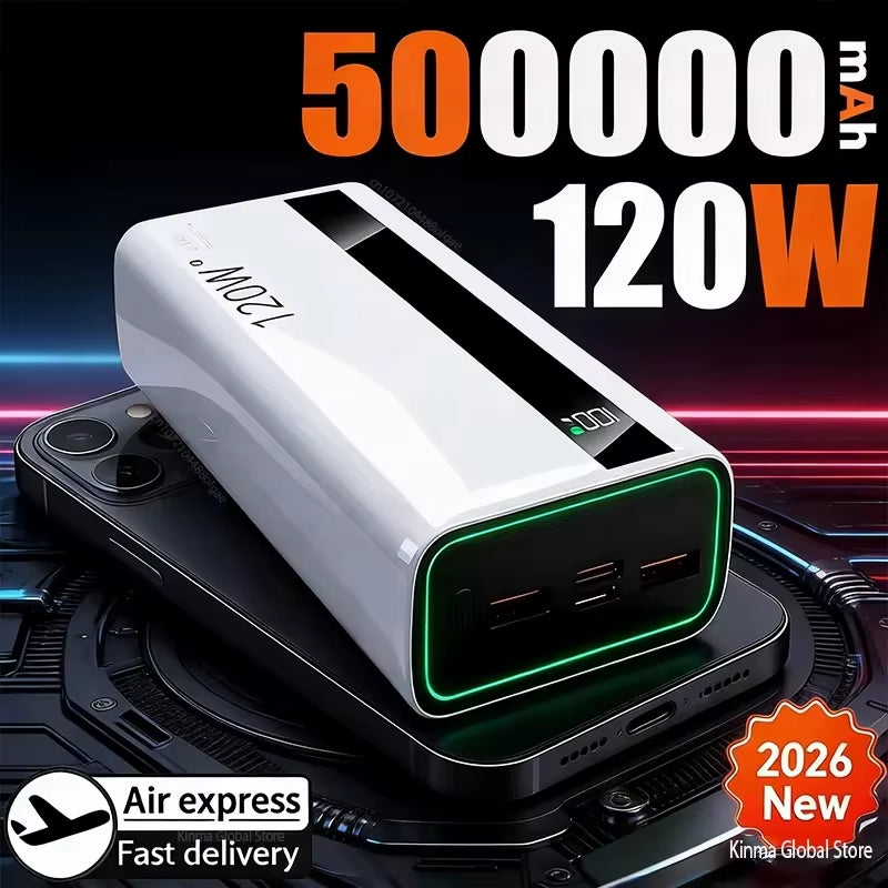 500000Mah Power Bank 120W Fast Charging Large Capacity Power Bank PD 20W Suitable for All Mobile Phones Long Endurance