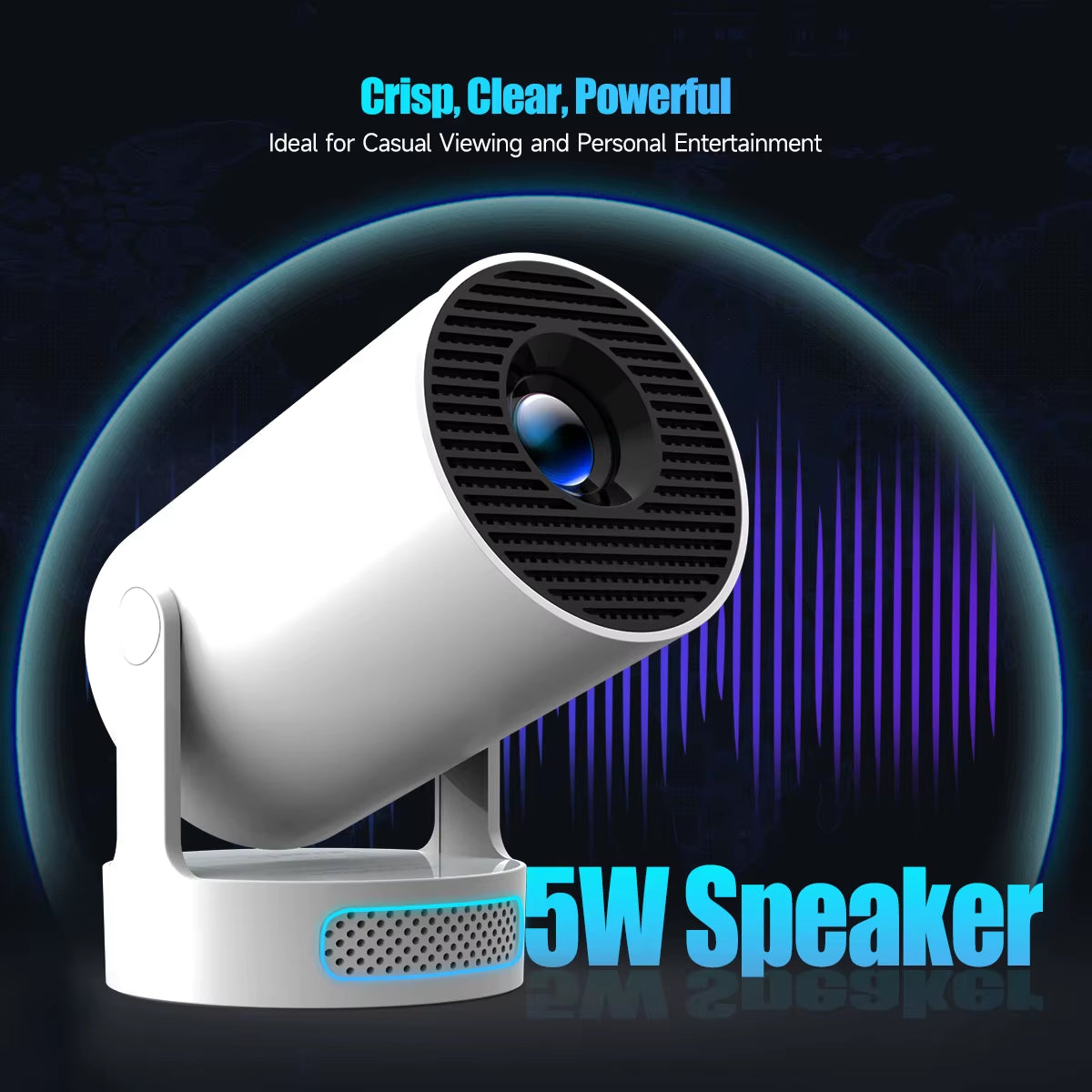HY300 Pro + Projector 4K 720P with 5W Speaker Android 11 8000 Lumens Wifi 6 BT5.4 Outdoor Video Home Theater Projector