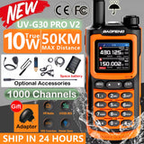 2026  UV-G30 Pro Walkie Talkie Long Range Portable 1000 Channel Ham FM Radios UHF VHF USB-C Charge 2-Way Radio Waterproof