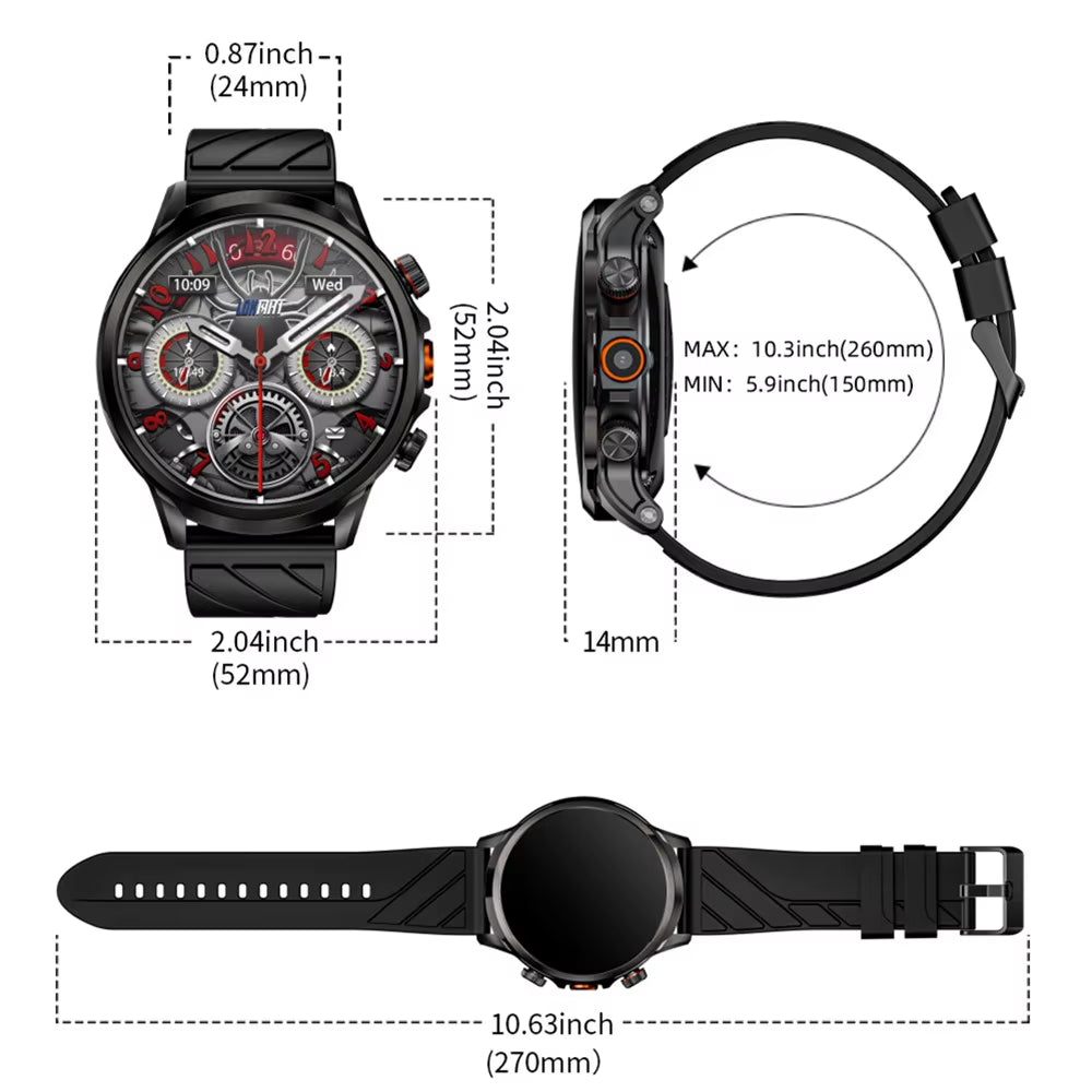 APPLLP 8 PRO Android Smart Watch Phone Big round Screen Wifi 4G Network Watch Camera Smartwatches SIM Card Watch Fitness