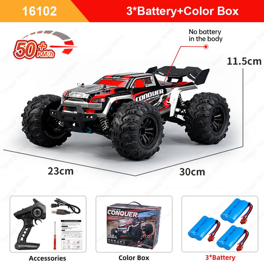 16101 /16102 PRO 1:16 High Speed RC Car with LED Light Drift 70KM/H 4WD RC Off-Road Car Monster Truck Toy for Kid Gifts