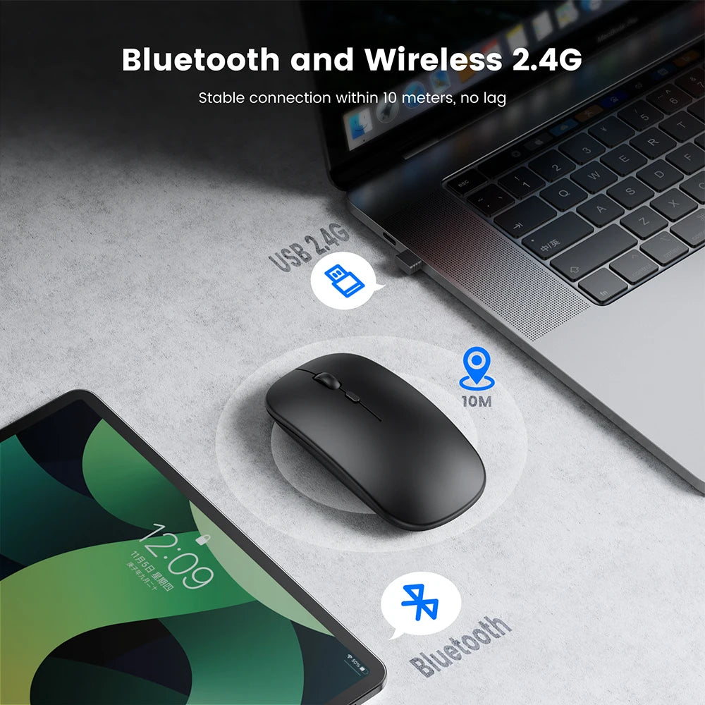 Rechargeable Wireless Mouse Bluetooth Mouse Computer Ergonomic Mini Usb Mause 2.4Ghz Silent Macbook Optical Mice for Laptop Pc