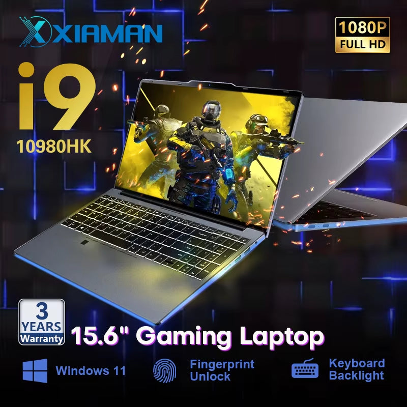 15.6" Portable Gaming Laptop  Core I9-10980Hk IPS 1920*1080 Windows 11 Pro Laptop Computer 16GB RAM 1TB SSD Notebook PC