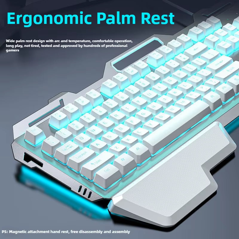 Gaming Wired Keyboard Mouse Combos Set Rainbow Glow Backlight 104 Keys Metal Panel Mechanical Feel Keyboard for Laptop Desktop