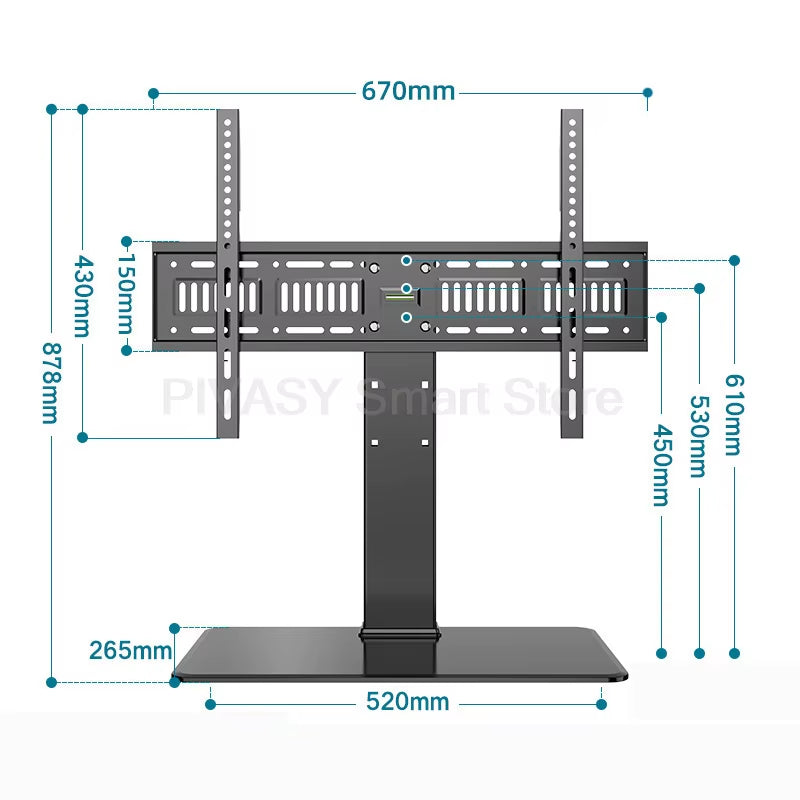 Universal LCD TV Base Stand for 32-65 Inches Desktop Mount Adjustable Height 3-Gear Center Distance Support 45/55/70KG Load