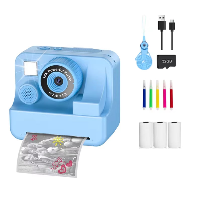 Kids Camera Instant Camera 1080P HD Dual Lens Selfie Digital Camera Print for Girls Boys Christmas Birthday Gifts Toys
