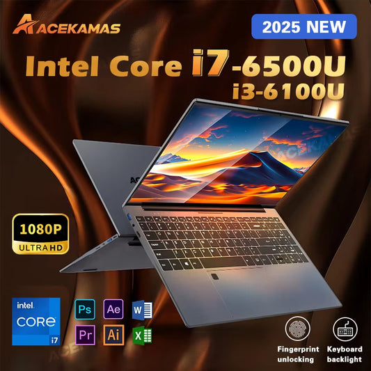 ACEKAMAS 15.6"  Core I7 6500U I3 6100U Laptop Computer Windows 11 Pro 16GB DDR4 1TB SSD Notebook PC Portable Laptops Gaming