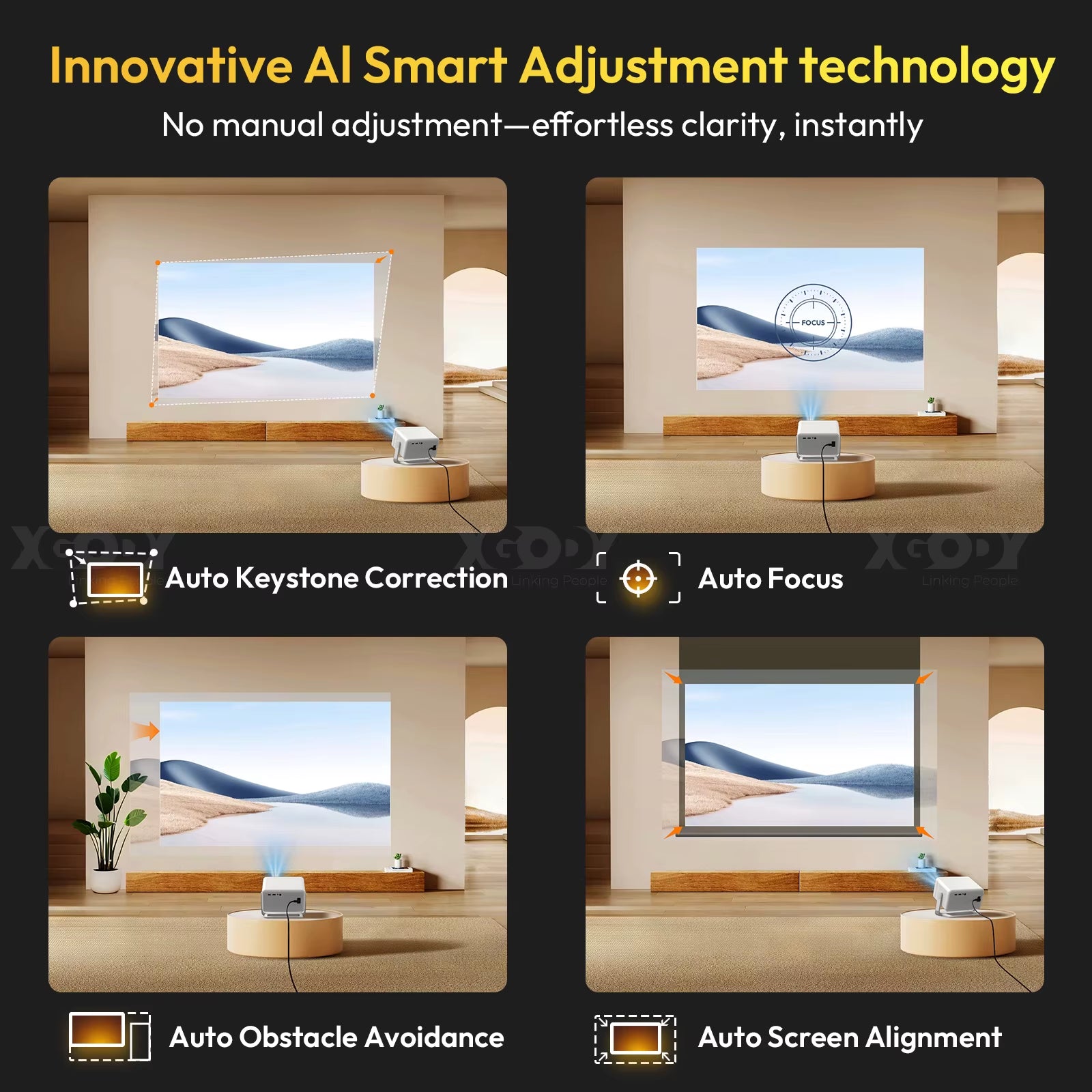 A6 PRO Native 1080P 600 ANSI 4K Android 11 32 GB 135 ° Projektor Mit Auto Keystone Focus Wifi6 BT5.2 Portable Outdoor