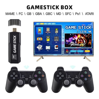 X2 plus Game Stick 4K 8K HD Video Game Console 2.4G 5G Double Wireless Controller Game Stick for N64/PSP/PS1/GBA