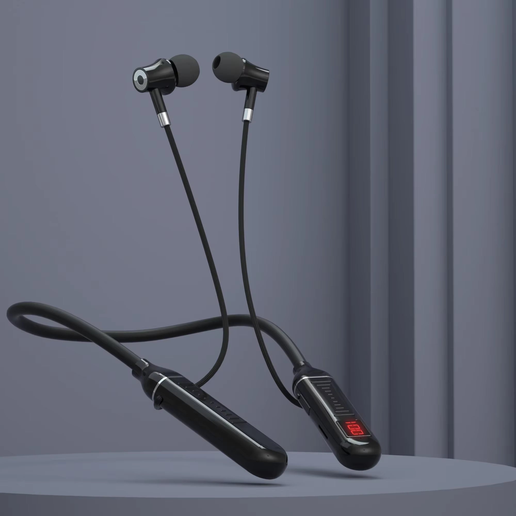 Wireless Earphones 5.3 Neckband Headphones Gaming LED Display Stereo Sports Headset Halter Waterproof Magnetic Earbuds