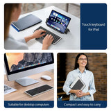 Bluetooth Keyboard Folding Keyboard with Touchpad Leather Case Rechargeable Multi-Device Wireless Bluetooth 5.2 Tablet Keyboard
