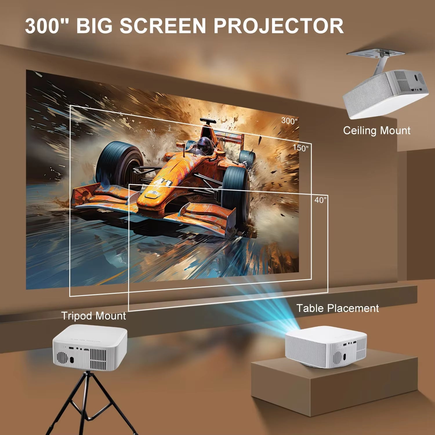 P92MAX Android13 Smart Projector Netflix Officially Licensed HD 1080P BT5.2 Wifi 12000L Elec Focus Auto Keyston 4K Movie