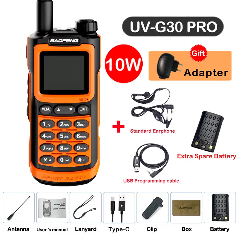 2026  UV-G30 Pro Walkie Talkie Long Range Portable 1000 Channel Ham FM Radios UHF VHF USB-C Charge 2-Way Radio Waterproof