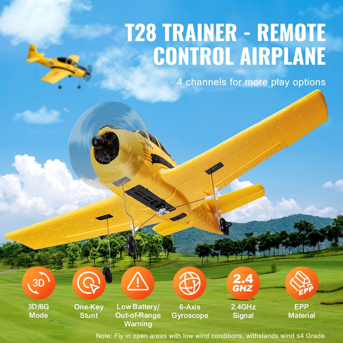 RC Plane 2.4G 4CH Remote Control Airplane with 6-Axis Gyro Stabilizer Aircraft Toy RC Glider for Kids Beginners Gifts