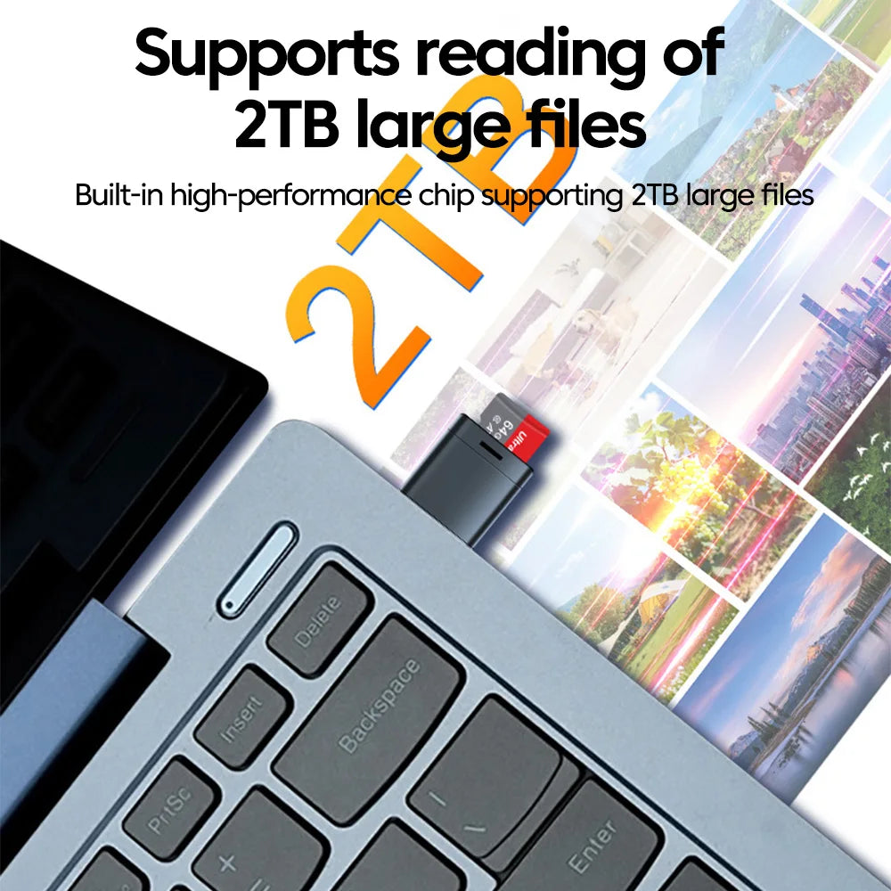 USB2.0 Mini Micro SD Card High Speed Memory Card Reader with TF Card Slot Max Compatible 2TB Portable Memory Card Reader Adapter