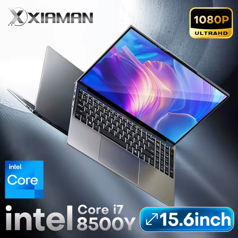 Xiaman 15.6" Laptop Computer Windows 11 Pro  Core I7 8500Y Laptop Fingerpint 16GB RAM 1TB SSD Portable Office Notebook PC