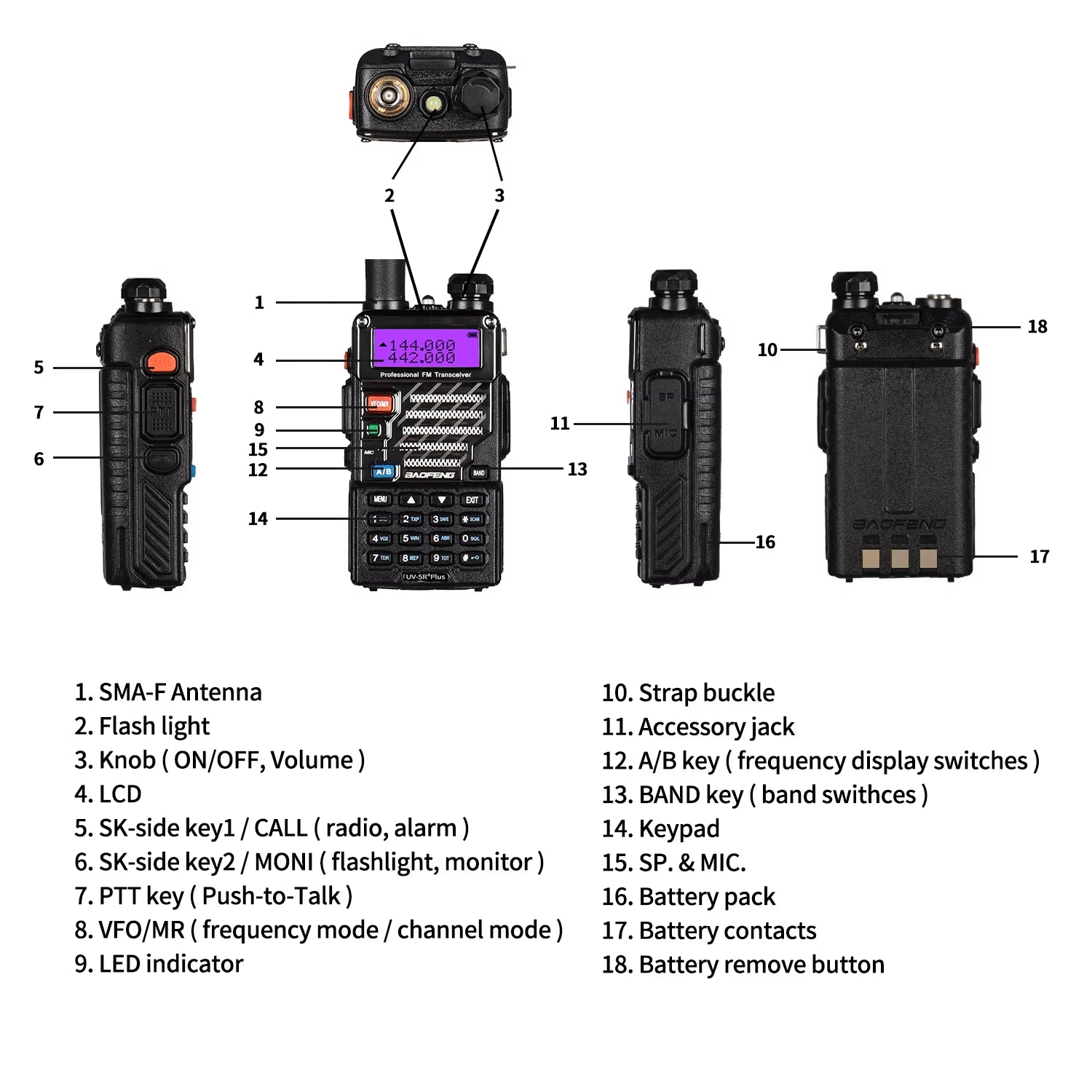 UV-5R+ plus Two Way Radio, Long Range for Adults Rechargeable with Earpiece, Walkie Talkie for Outdoors