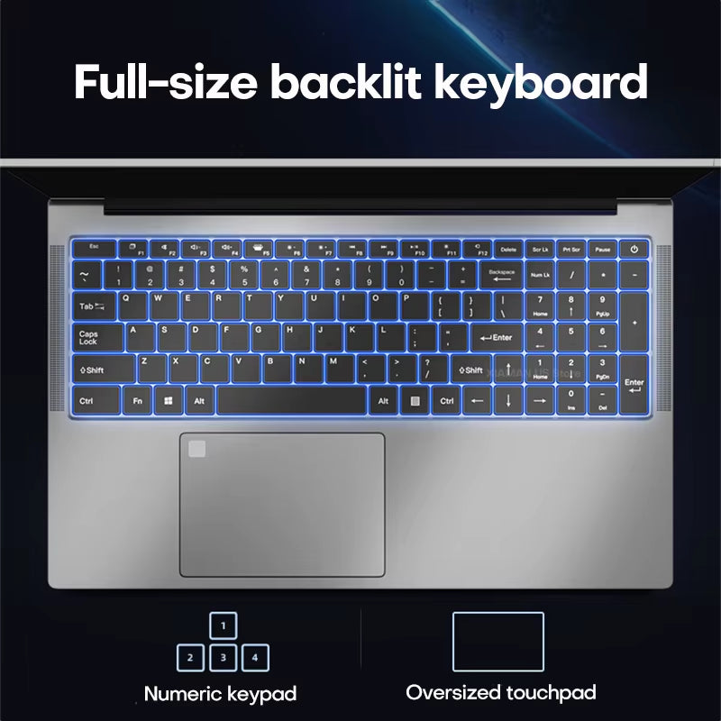17.3" Computer Laptop  Celeron N5095 16GB DDR4 1TB SSD Windows 11 Fingerprint Office Laptops Notebook Computer Portable PC
