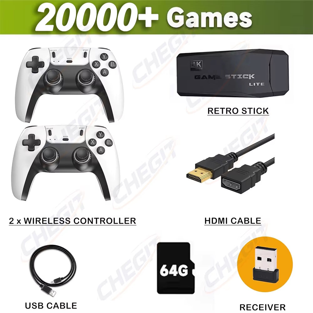 M8 PRO 64GB Game Stick 4K Video TV Game Console Wireless Gamepads Video Game 64G Classic Arcade Games HD Two-Player