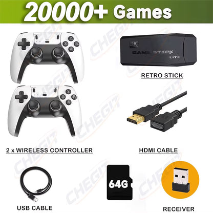 M8 PRO 64GB Game Stick 4K Video TV Game Console Wireless Gamepads Video Game 64G Classic Arcade Games HD Two-Player