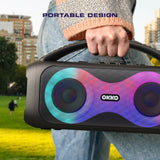 Portable Bluetooth Speaker with LED Lights and Carrying Handle, Black