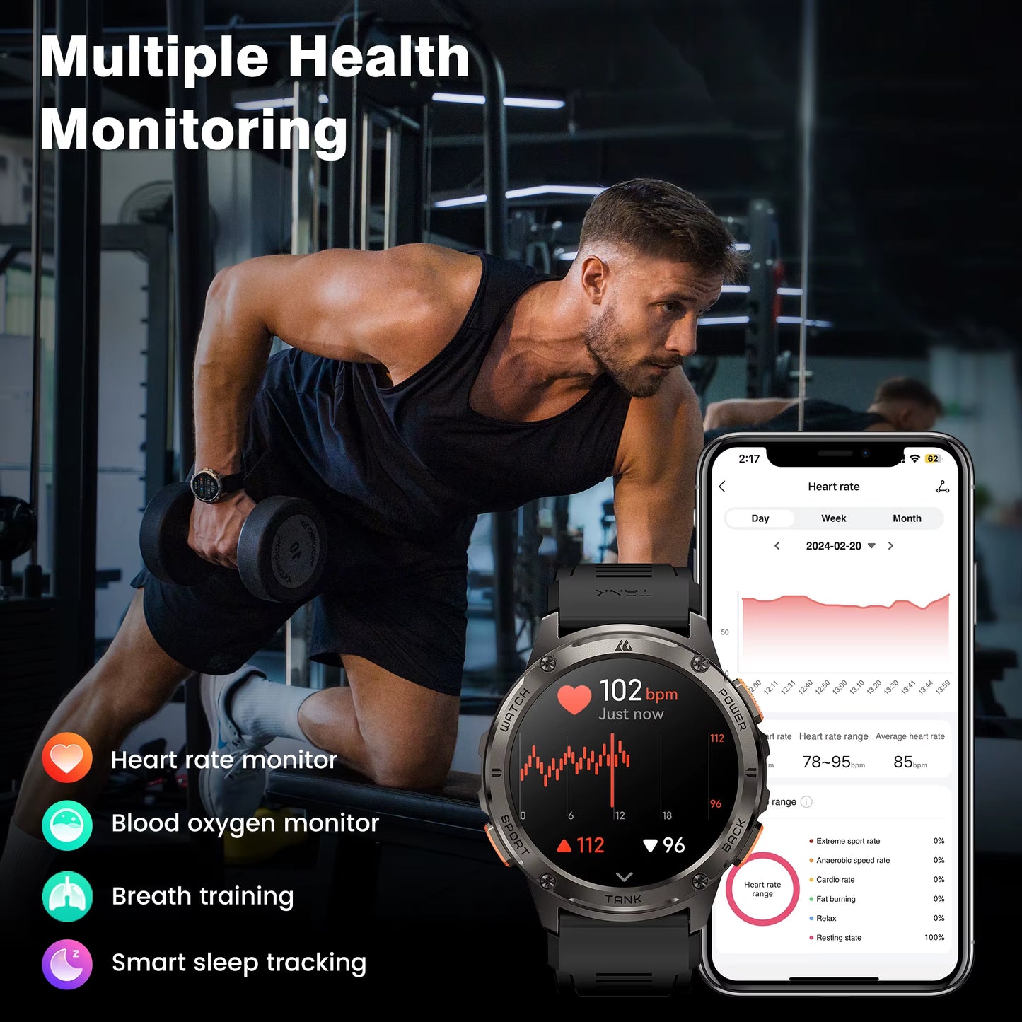 Original  TANK T3 Smart Watch for Men Military Smartwatch Women Digital Fitness Watches AMOLED AI Voice AOD Bluetooth
