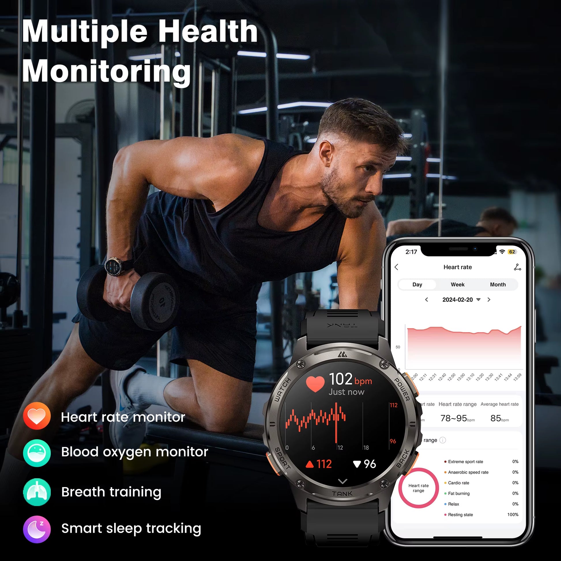 Original  TANK T3 Smart Watch for Men Military Smartwatch Women Digital Fitness Watches AMOLED AI Voice AOD Bluetooth