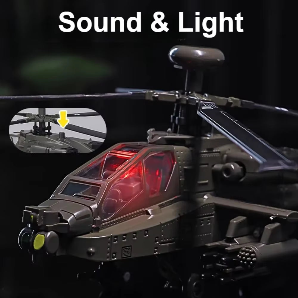 1:32 Scale AH-64 Airplane Model Toy Car Alloy Diecast Rotatable Propeller Sound Light Fighter Vehicle Models for Kids Gifts